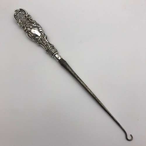 Large Victorian Sterling Silver Button Hook