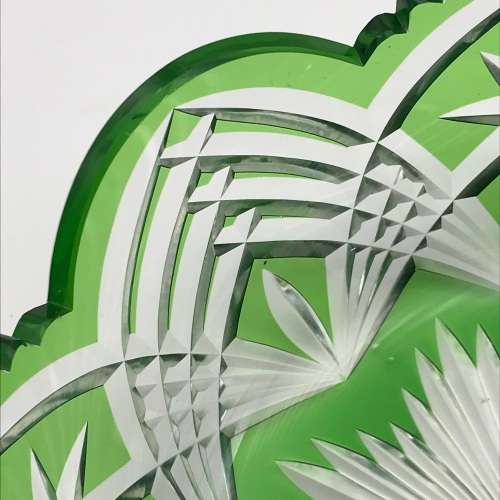 Beautiful Green `Cut to Clear` Vintage Crystal Bowl