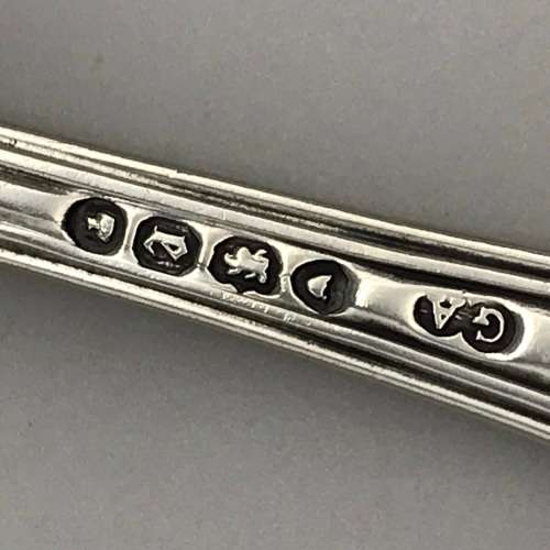 Pair Victorian Solid Silver `Kings Pattern` Salt Spoons (1860)