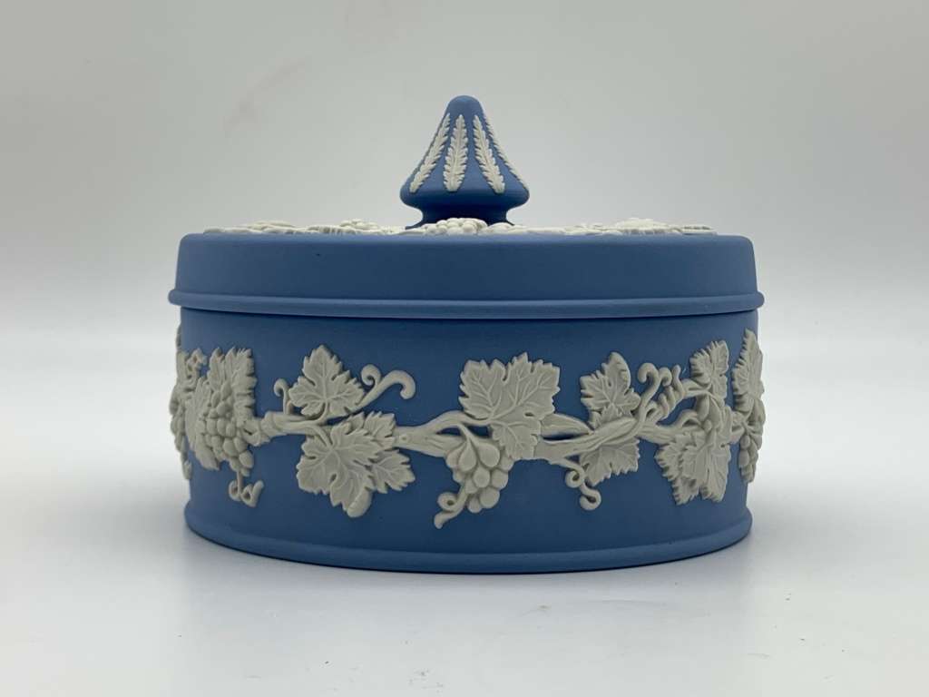 Large Round Blue `Wedgwood` Bowl & Lid