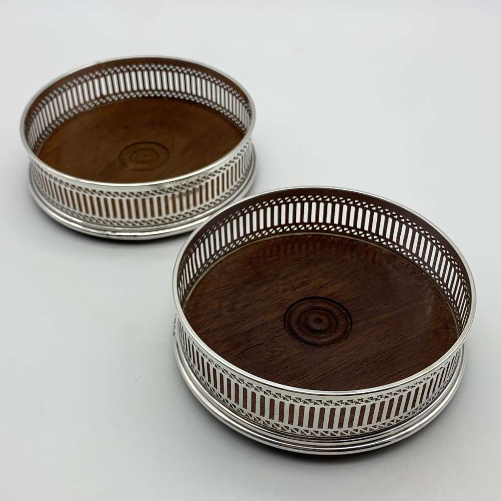 Pair of Sterling Silver Wine Coasters
