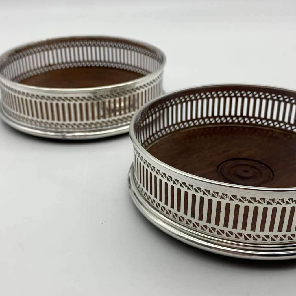 Pair of Sterling Silver Wine Coasters