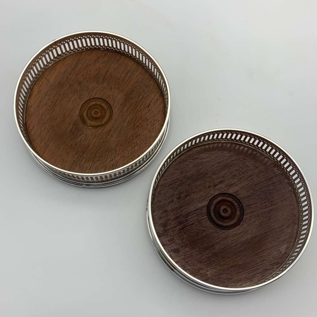 Pair of Sterling Silver Wine Coasters