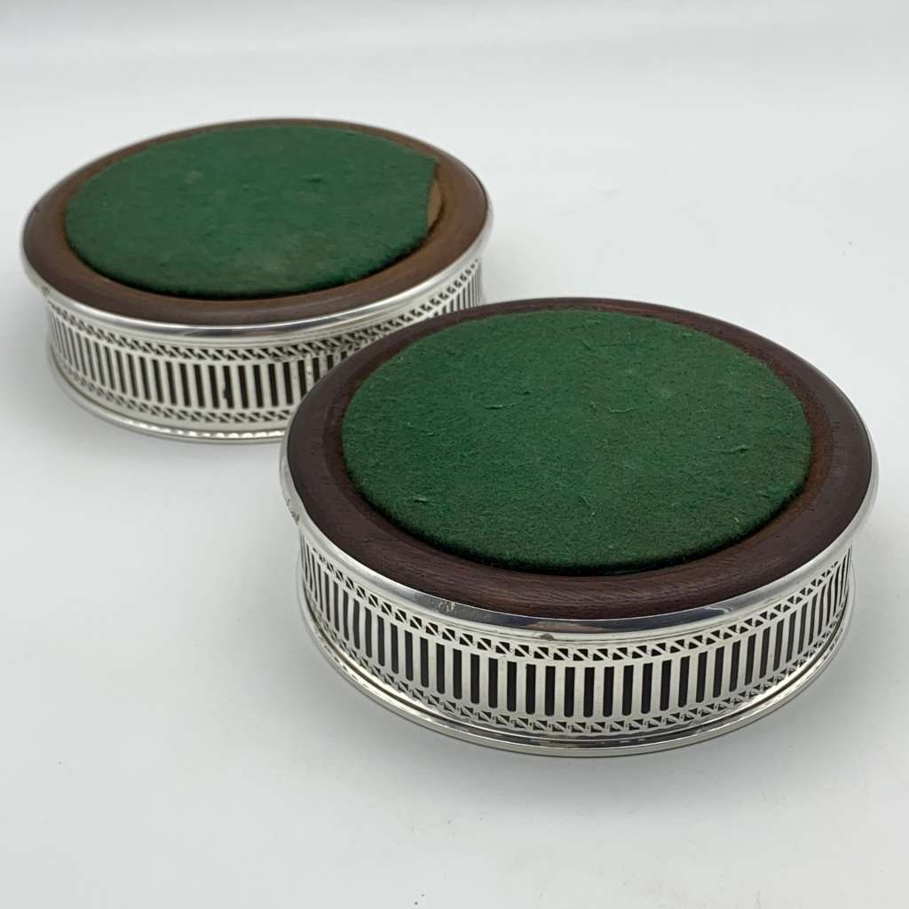 Pair of Sterling Silver Wine Coasters