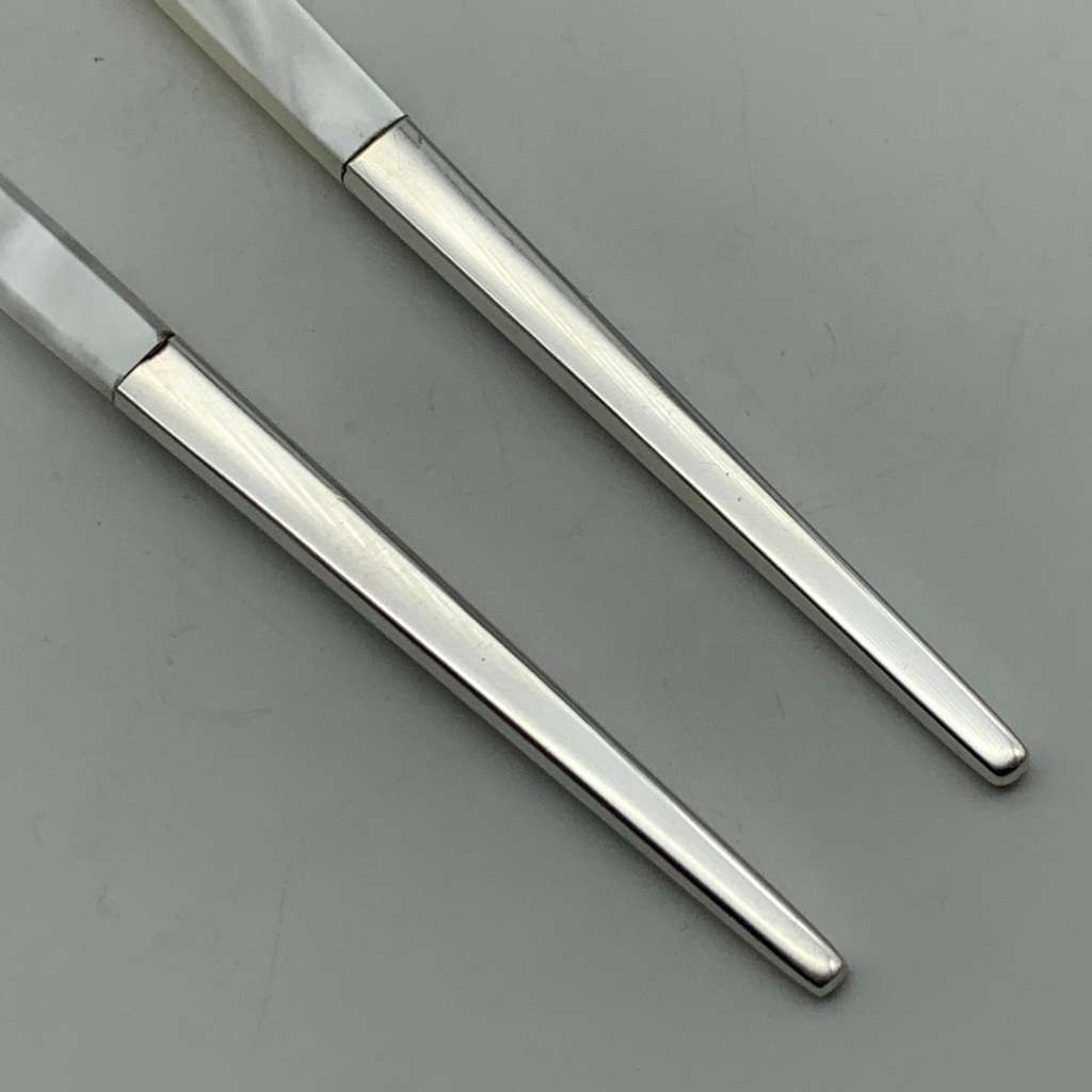 Modernist Sterling Silver & Bakelite Salad Servers