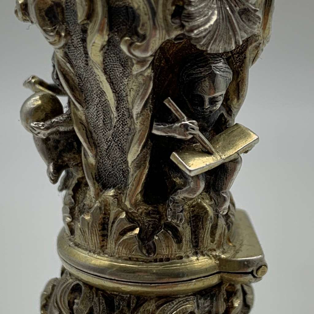 Rare French 'Froment Meurice' Silver & Crystal Antique Scent Bottle (C.1870)