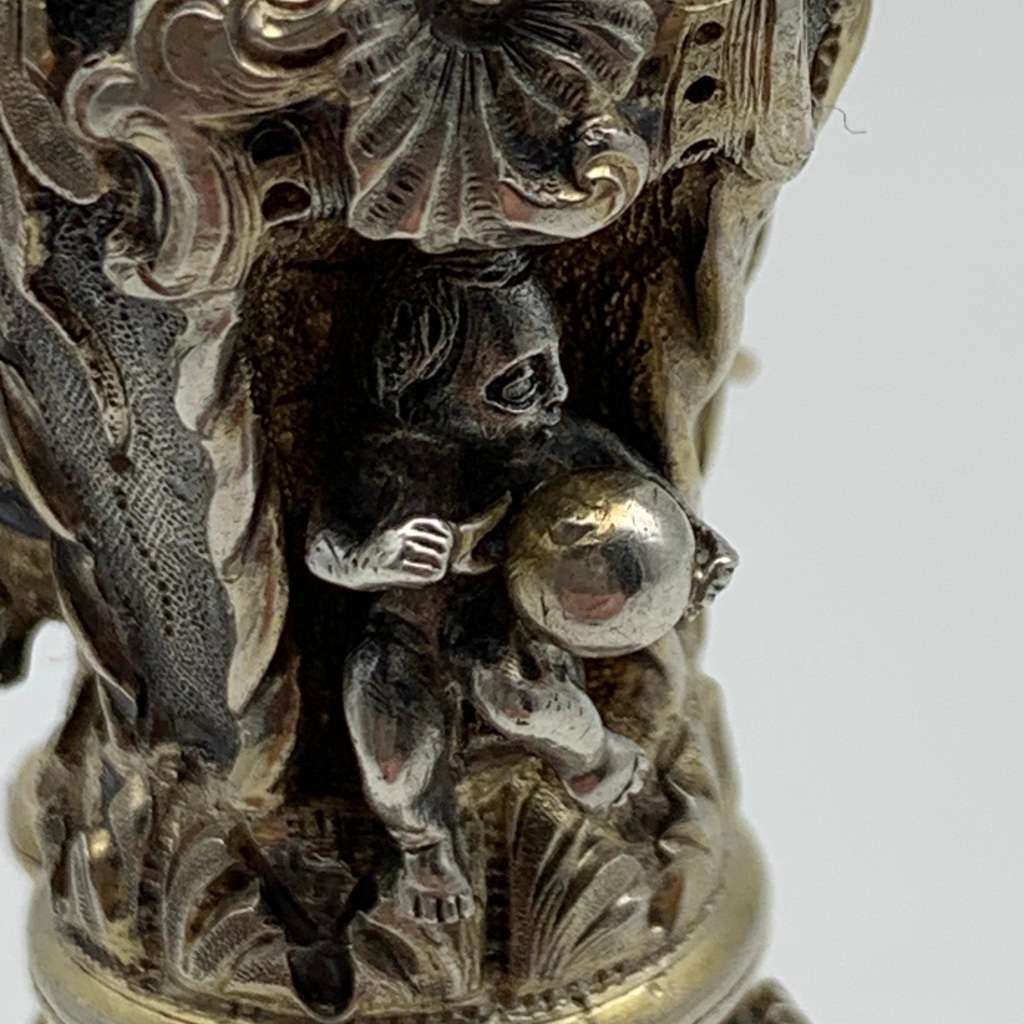 Rare French 'Froment Meurice' Silver & Crystal Antique Scent Bottle (C.1870)