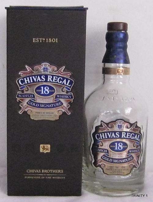 EMPTY CHIVAS REGAL 18 WHISKY   BOTTLE