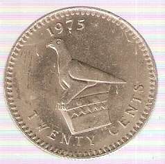 RHODESIA 20 CENTS COIN 1975