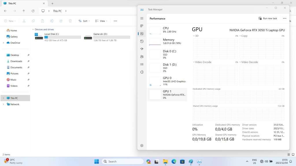 Victus by HP Laptop 16-d0019ni Intel Core i5-11400H, 32GB ram, 3050Ti