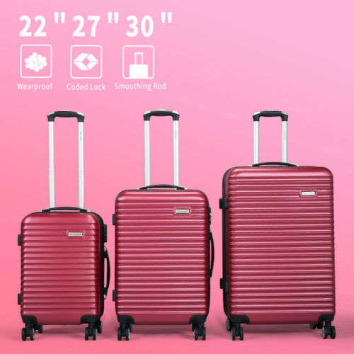 luggage set 3 piece ,pink, rose gold,grey