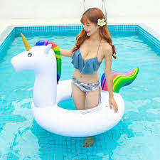 Giant Inflatable Rainbow Unicorn Water Float Raft Summer Swim Pool Beach Ring
