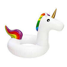Giant Inflatable Rainbow Unicorn Water Float Raft Summer Swim Pool Beach Ring