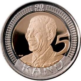 2008 90th birthday Nelson Mandela R5 coins - From original SAM bag