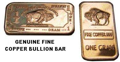 **FREE COMBINED SHIPPING!** GENUINE PURE FINE COPPER BULLION BAR - 5 UP FOR GRABS! INVESTMENT!