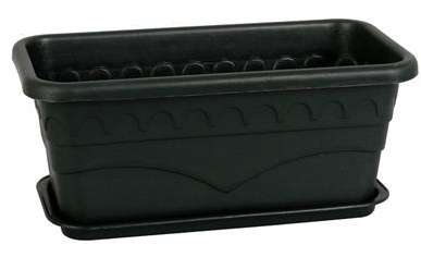 **DARK GREEN RECTANGULAR PLANTER (WINDOW BOX) WITH HUMIDITY TRAY**