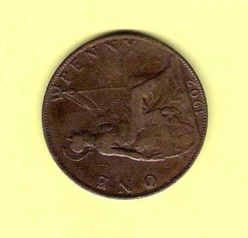 1902 British coin 1 Penny