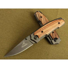 GERBER X18 POCKET KNIFE - Titanium Plated Stainless Steel Blade -  Wood Handle