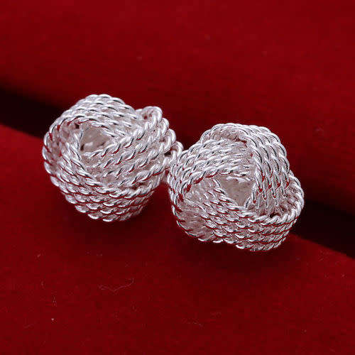 Fashion 925 Sterling Silver Tennis weaving earrings