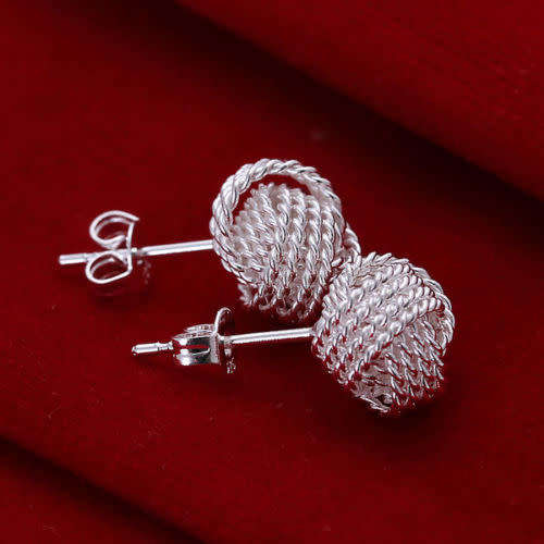 Fashion 925 Sterling Silver Tennis weaving earrings