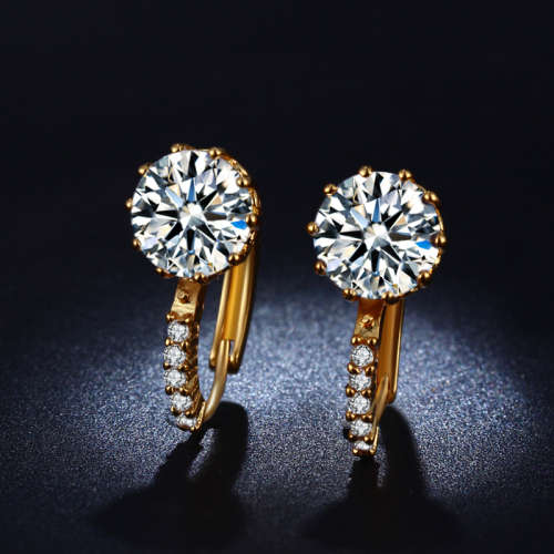 18k gold plated wedding earring CZ diamond AAA zircon jewellery hoops Earrings for women
