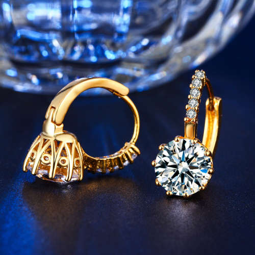 18k gold plated wedding earring CZ diamond AAA zircon jewellery hoops Earrings for women