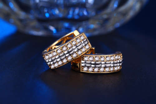 18K Gold Plated CZ diamond Hoop Earrings Engagement jewellery for women