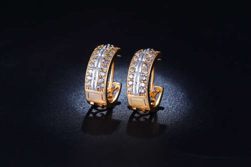 18K Gold Plated CZ diamond Hoop Earrings Engagement jewellery for women