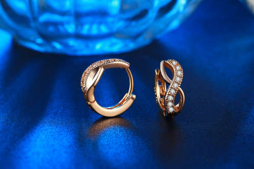 18K Gold Plated CZ diamond Hoop Earrings for women