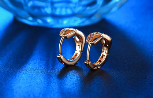 18K Gold Plated CZ diamond Hoop Earrings for women