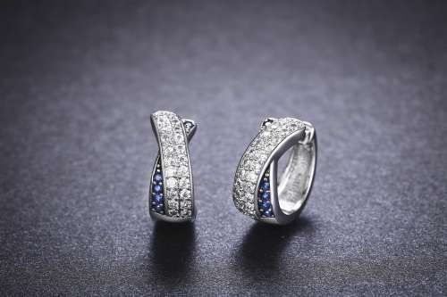 White Gold Plated Hoop Earrings Round Cut Vintage Classic fashion Style Earrings For Women