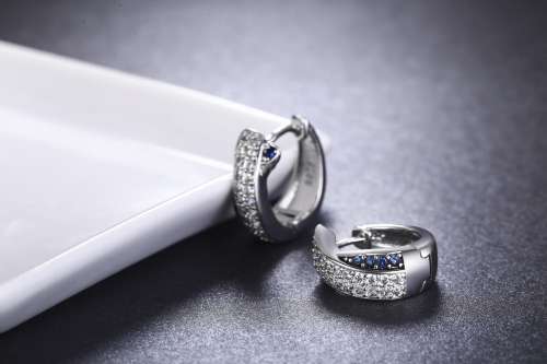 White Gold Plated Hoop Earrings Round Cut Vintage Classic fashion Style Earrings For Women