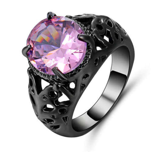 Pink Sapphire 10kT Black Gold Filled ring size 7