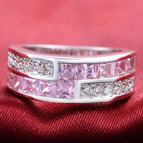 Pink Simulated Diamond Ring Stamped S925 Size 6;7;10 US