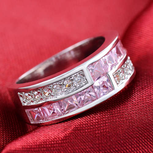 Pink Simulated Diamond Ring Stamped S925 Size 6;7;10 US