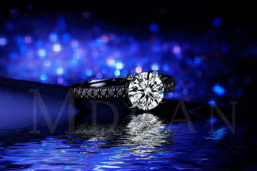 Black Gold Filled Ring With White Simulated Diamond Size 6 US