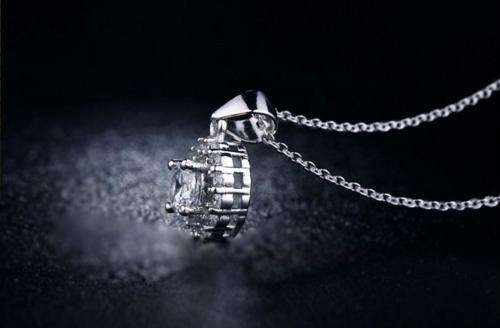 Exquisite White Gold Filled Necklace With 15 Handcrafted Simulated Diamonds