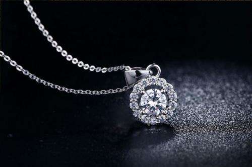 Exquisite White Gold Filled Necklace With 15 Handcrafted Simulated Diamonds