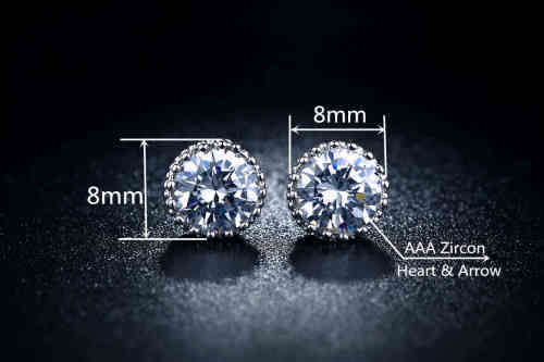 Crown Stud Earrings Fashion white gold filled
