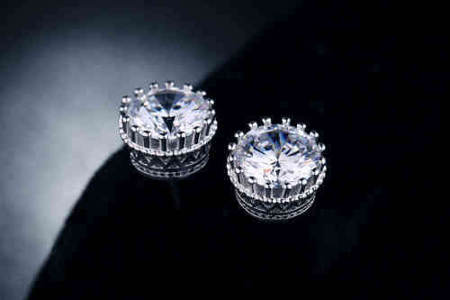 Crown Stud Earrings Fashion white gold filled