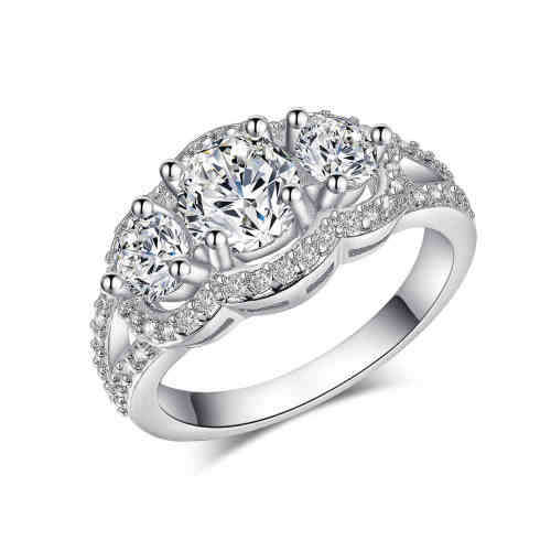 White Gold Filled Ring With Simulated Diamonds