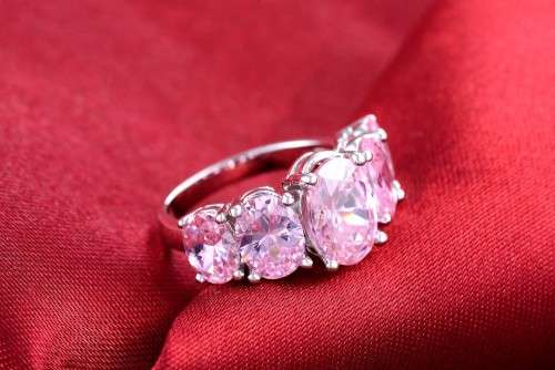 White Gold Filled Ring With Pink Simulated Sapphire Size 6 US