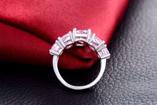 White Gold Filled Ring With Pink Simulated Sapphire Size 6 US