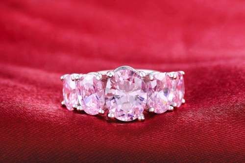 White Gold Filled Ring With Pink Simulated Sapphire Size 6 US