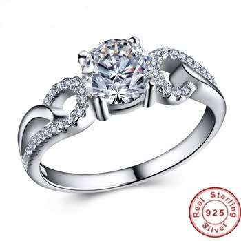 Solid Sterling Silver Ring With 1ct Simulated Diamond Size 7 US