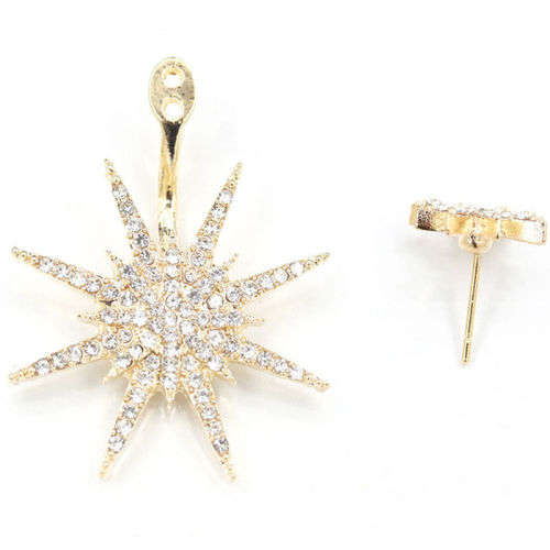 Captivating Crystal Rhinestone Dangle Gold Star Earrings