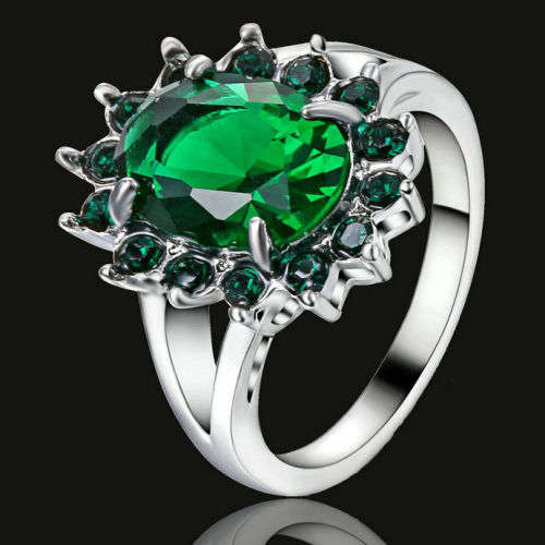 Sublime 10Kt White Gold Filled Emerald Ring Size 6 US (May Birthstone)