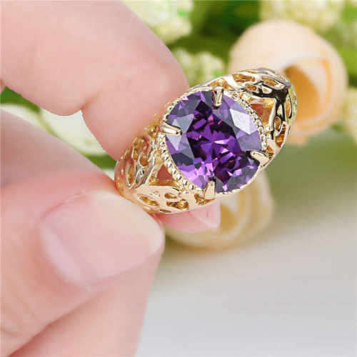 Graceful 10kt Yellow Gold Filled Amethyst Ring Size 7 US (February Birthstone)