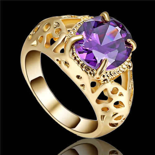 Graceful 10kt Yellow Gold Filled Amethyst Ring Size 7 US (February Birthstone)