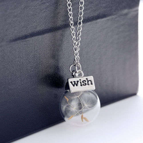 Delightful Handmade Real Dandelion Seeds Pendant Necklace